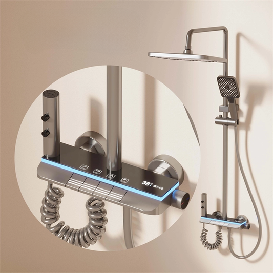 Shower System Thermostatic Shower Faucet Set Wall Mounted Rain Shower Combo Set C86